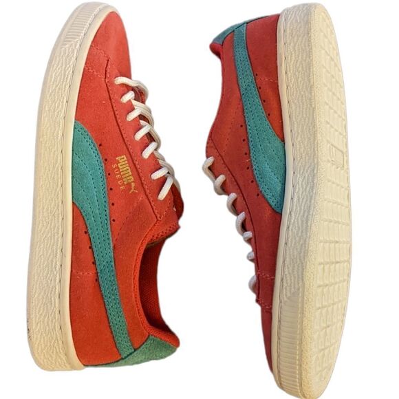 Puma pink and blue suede shoes size 3Y‎ - Picture 1 of 8